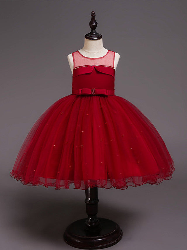 Oknass Sleeveless Jewel Neck Flower Girl Dresses Satin Tulle Cotton  With Belt  Crystals  Beading
