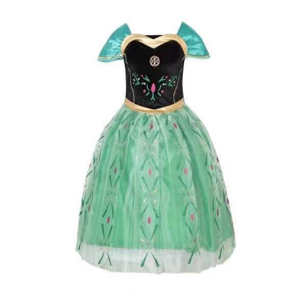 Elsa Inspired Princess Anna Summer Tulle Dress - Girls' Enchanted Frosted Green Gown