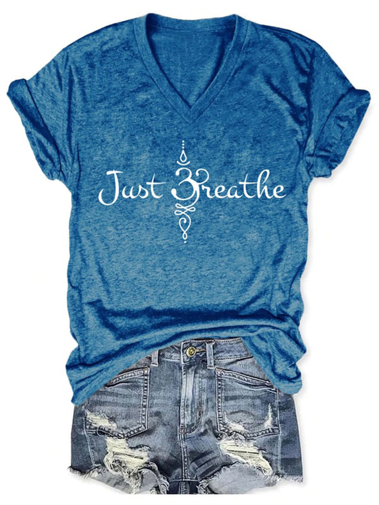 Comstylish Women's Just Breathe Print T-shirt