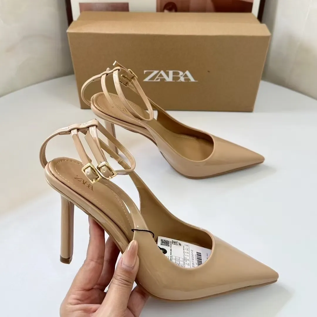 Breakj Breakj Same Pointed Light Mouth Back Empty Single Shoes 2025 Spring And Autumn New Baotou Sandals With High Heels Apricot Color Woman