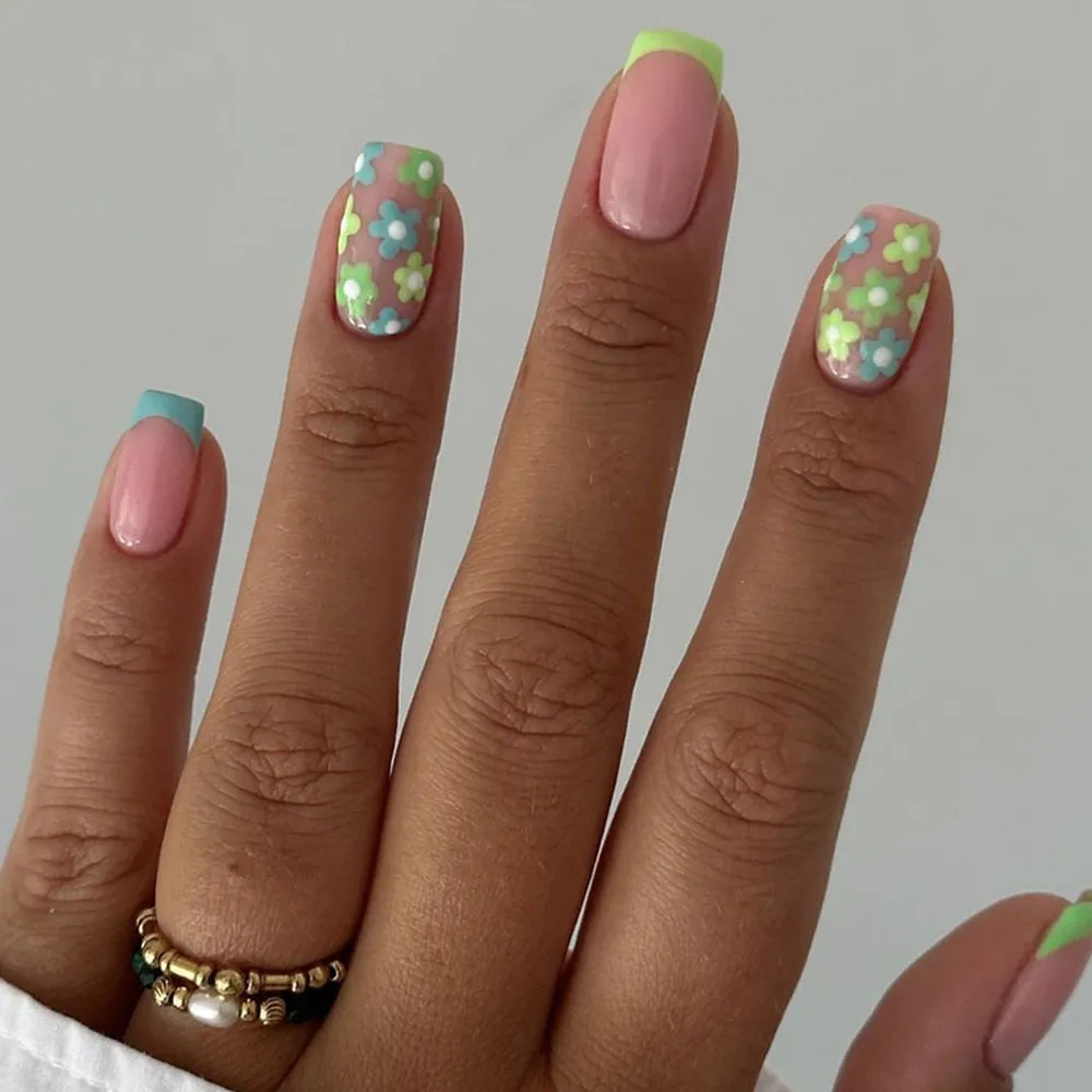 Churchf Churchf Spring Tender Green Flowers Short Square Jia Lovely Fresh Detachable Mei Jia Piece Sweet Simple Ins Wind