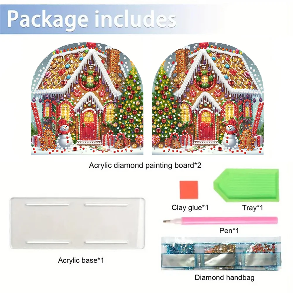 DIY Acrylic Christmas House Diamond Painting Paper Towel Holder for Home Art Crafts