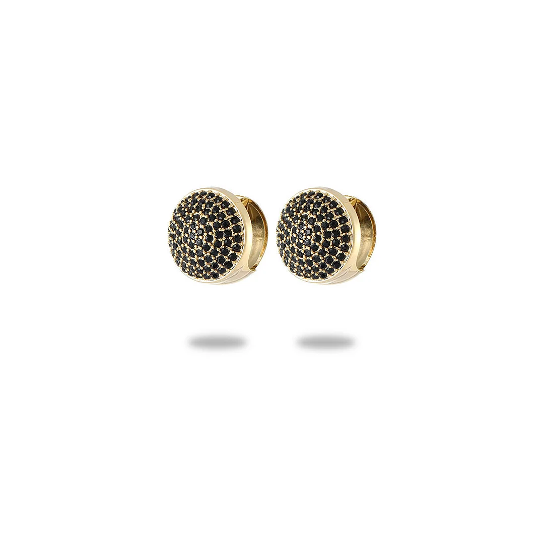 Fully Inlaid With Colorful Zircon Titanium Steel Earrings For Women Electroplated 18K Gold Stainless Steel Earrings