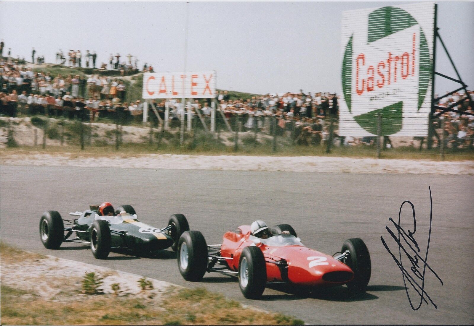 John SURTEES SIGNED Castrol FERRARI F1 12x8 Photo Poster painting AFTAL Autograph COA Genuine