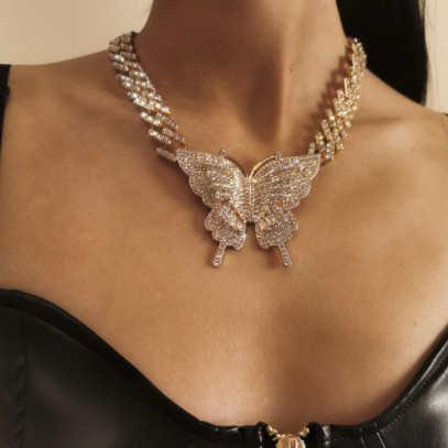 Fashion Personalized Diamonds Butterfly Necklace