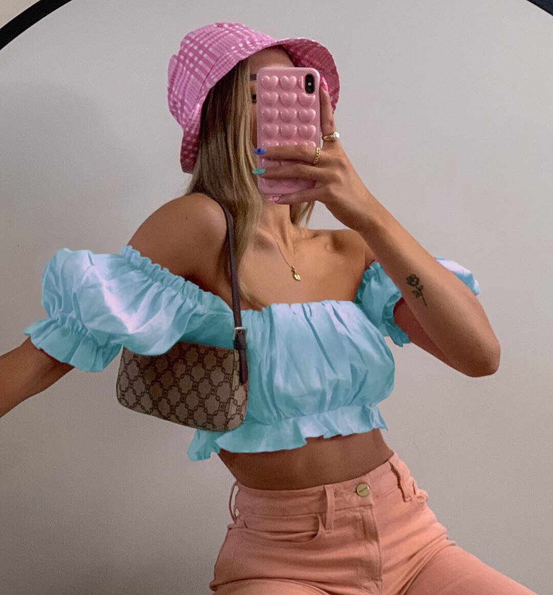 Dulzura off shoulder ruffle women crop top shorts short sleeve elegant 2020 summer clothes streetwear sweet party club sexy