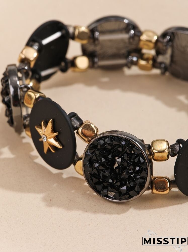 Rhinestone Detail Round Decor Bracelet