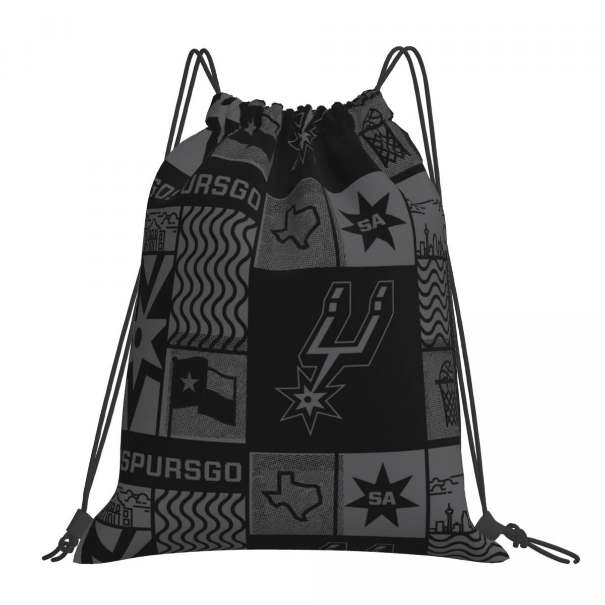 San Antonio Spurs Monochrome Logo Foldable Sports Gym Drawstring Bag