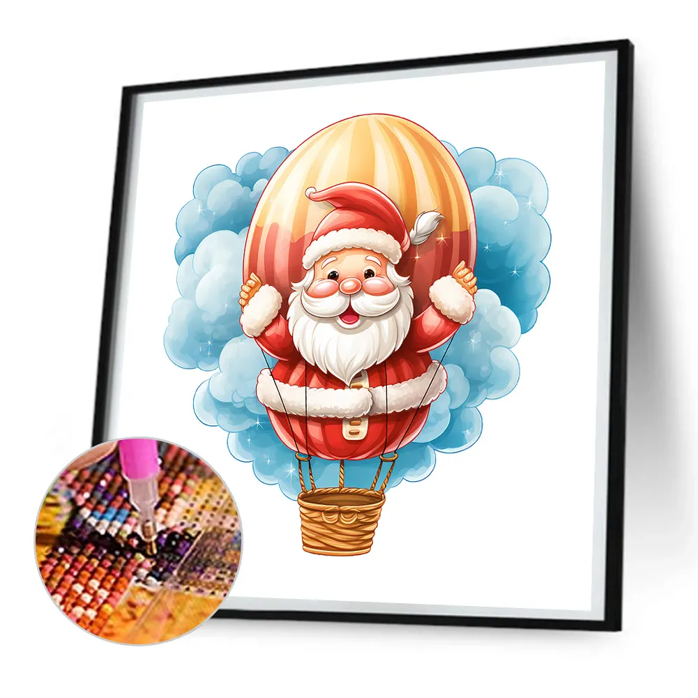 Full Round Diamond Painting 30*30cm - Hot Air Balloon Santa Claus