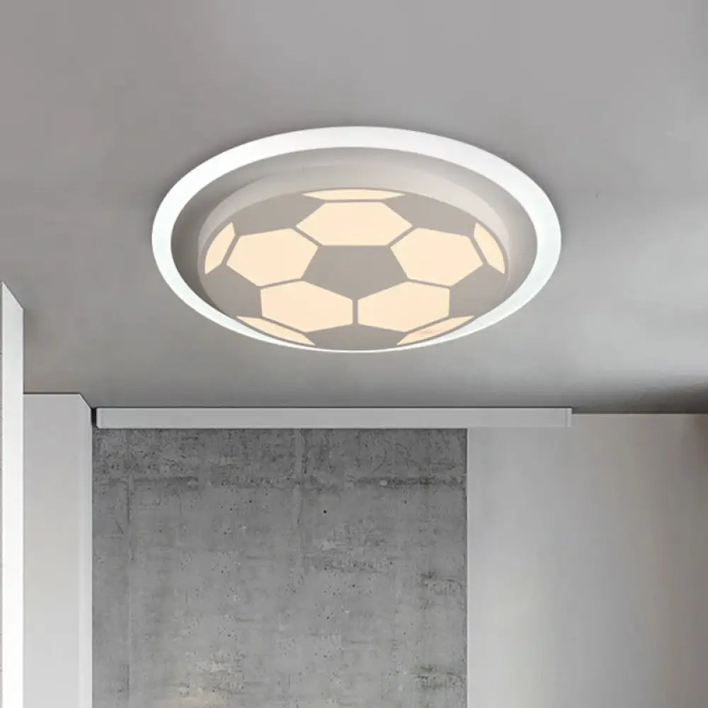 Soccer Cartoon Led Flush Mount Lamp &ndash; Stylish And Bright Lighting Fixture For Bedroom White