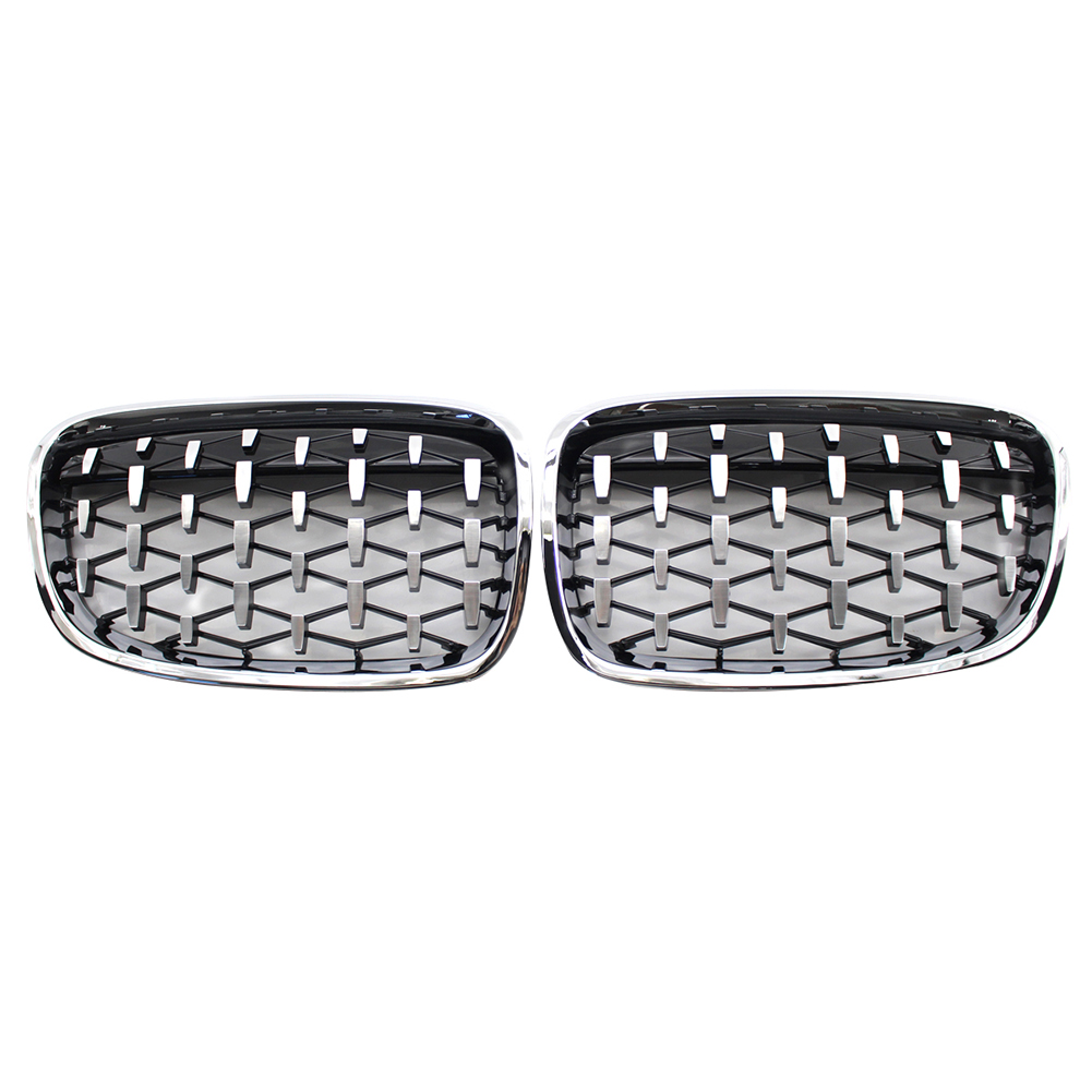 

1Pair Chrome Diamond Kidney Grille Grill for BMW F20 F21 11-15 Pre-Facelift, 501 Original