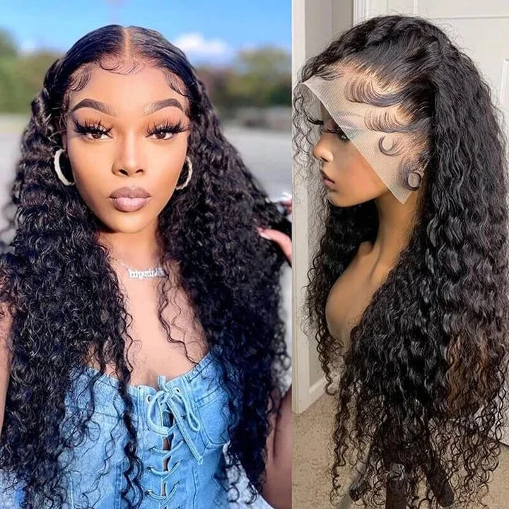 13x4 Water Wave HD Transparent Lace Front Wigs Human Hair With Baby Hair Pre-Plucked Natural Hairline Undetectable Lace