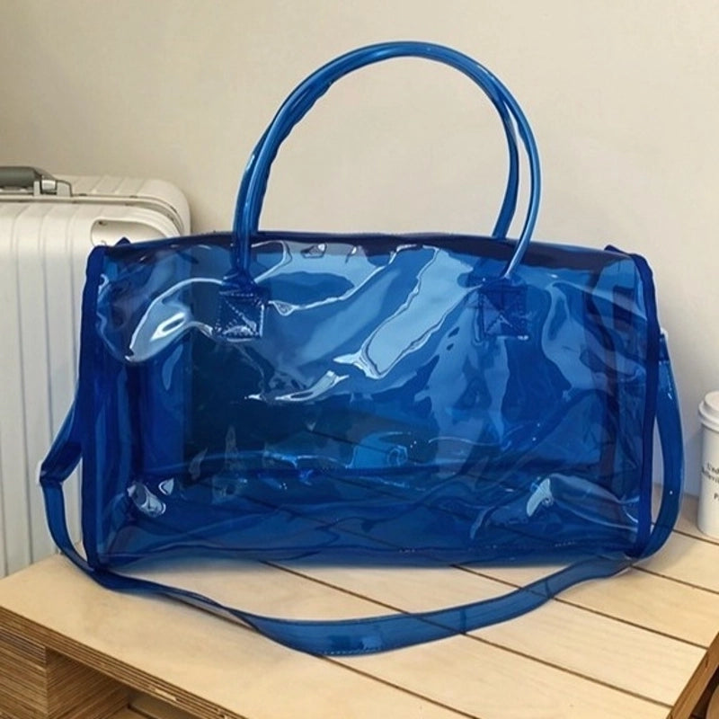 Unisex PVC Solid Color Basic Square Zipper Travel Bag