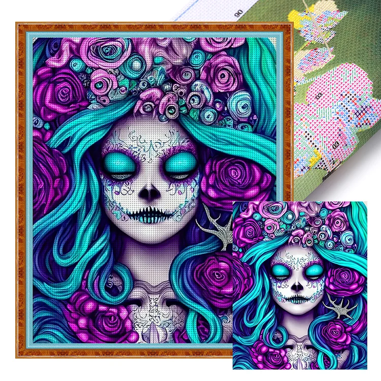 【Huacan Brand】Skullgirl 11CT Stamped Cross Stitch 40*50CM