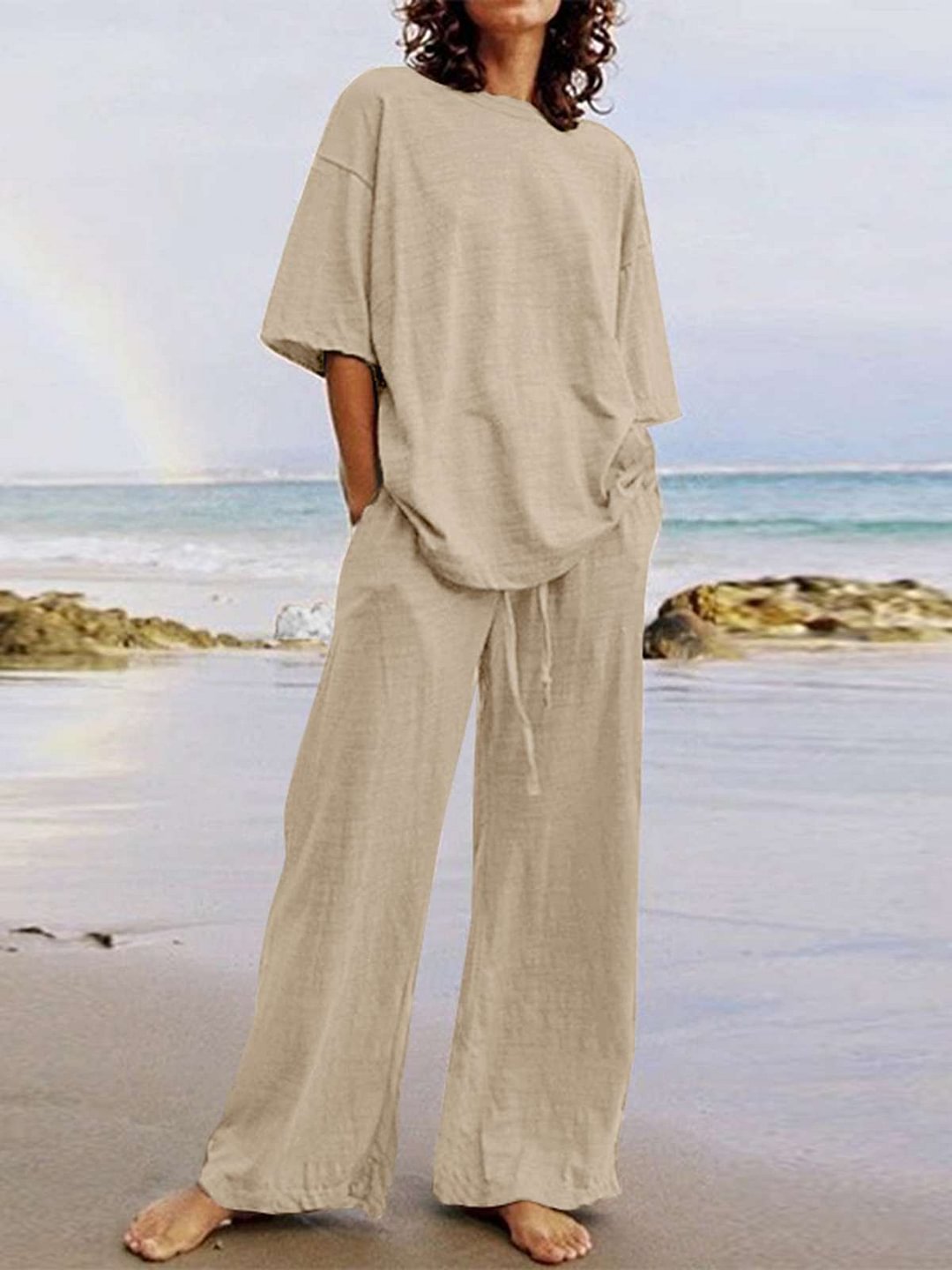 2022 Elegant Summer Women Pant Sets Celmia Fashion Half Sleeve O-neck Top Wide Leg Pants 2pcs Sets Casual Loose Home Suits Femme