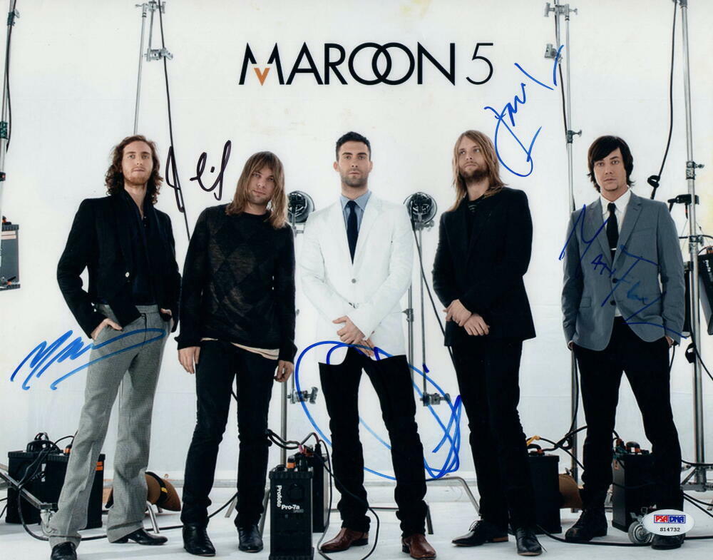 MAROON 5 FULL BAND SIGNED AUTOGRAPH 11X14 Photo Poster painting - ROCK, SEXY ADAM LEVINE +4, PSA