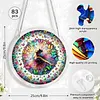(18.5cm)DIY Acrylic Jigsaw Puzzle Window Hanging with Hanging Chain DIY Stained Glass Decoration Round Window Puzzle Decor for DIY Craft Project (Butterfly Beauty)