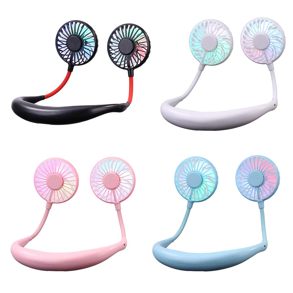 

7 Blades USB Rechargeable Wearable Portable Mini Hand Free Fan Neckband Fan, White, 501 Original