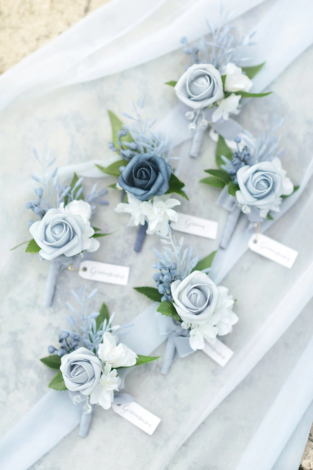 Boutonnieres in Romantic Dusty Blue