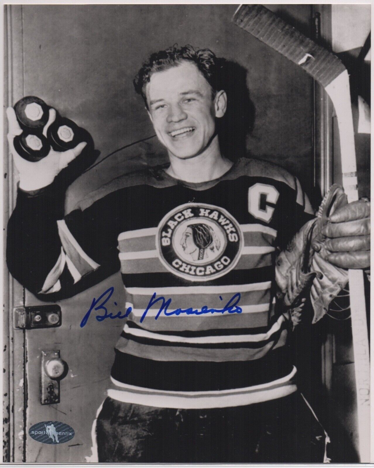 BILL MOSIENKO signed 8x10 HAT TRICK Photo Poster painting AUTOGRAPH auto Chicago Blackhawks JSA