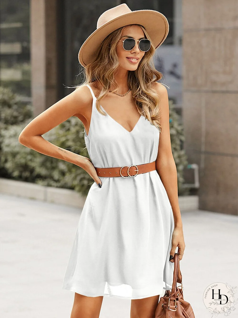 Solid Off The Shoulder Strap Sleeveless Chiffon Dress