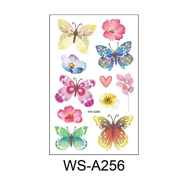 10 kind Watercolor Floral Butterfly Tattoo Children Safe Makeup Temporary Flower Body Arm Disposable Sticker tatouage temporaire