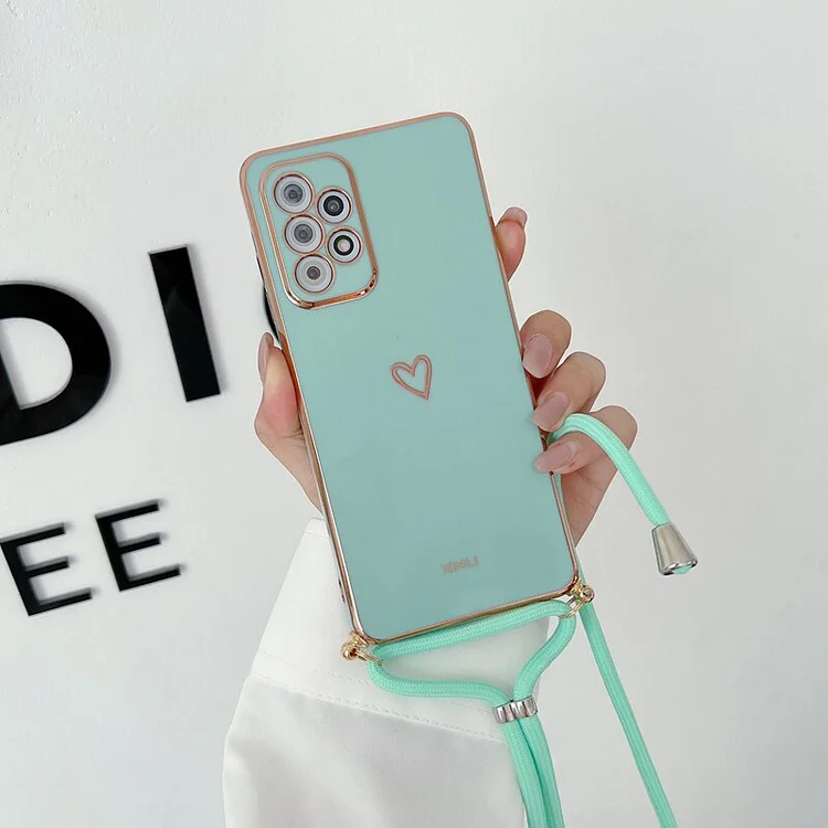 Love Heart Crossbody Lanyard Strap Plating Case For Huawei P30 Lite P 30 P20 P40 Lite Pro P smart 2019 Psmart Z Plus 2018 Cover