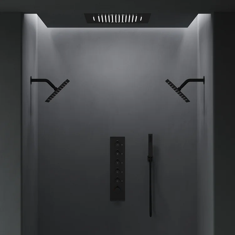 20 in. LED Shower System with Music, Dual 10 in. Rainfall Heads, SFS-1056-BK20