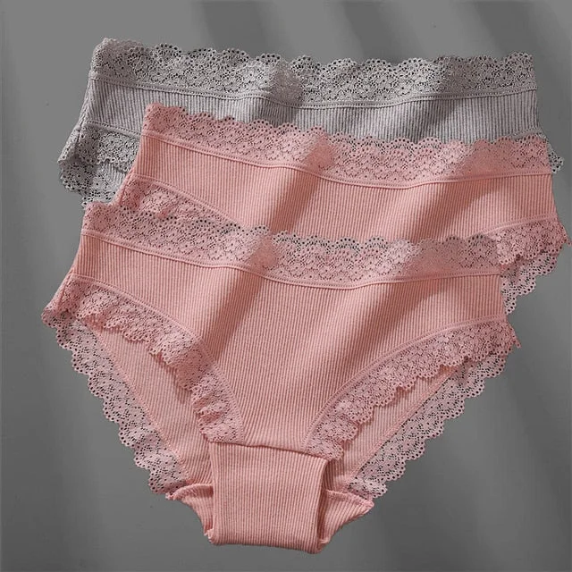 3PCS/Set Women's Cotton Panties Sexy Lace Lingerie Female Soft Underwear For Girls Ladies Underpants Floral Briefs Woman's panty