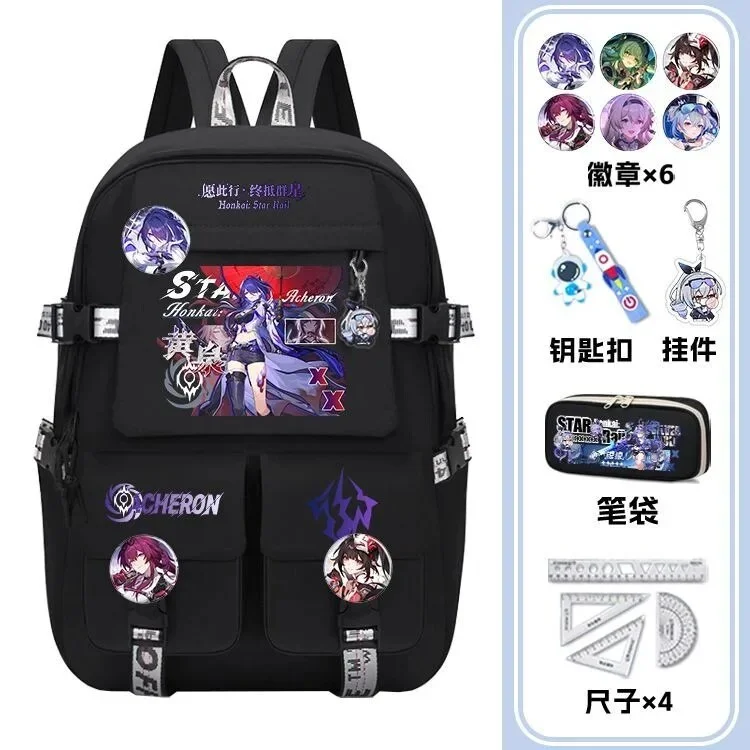 31×45×14cm Black White Honkai: Star Rail School Bags