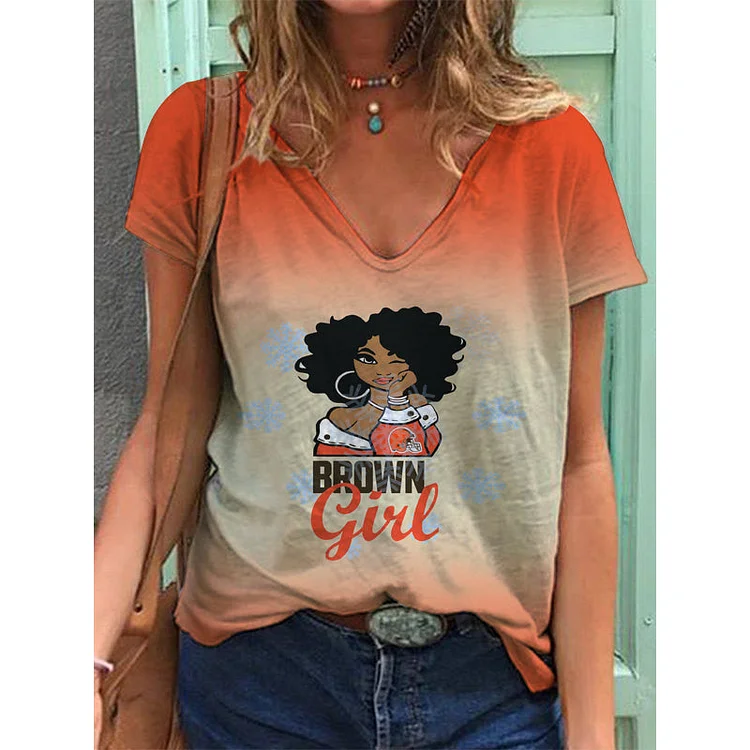 Cleveland Browns Lightweight Short Sleeve V-Neck T-Shirt