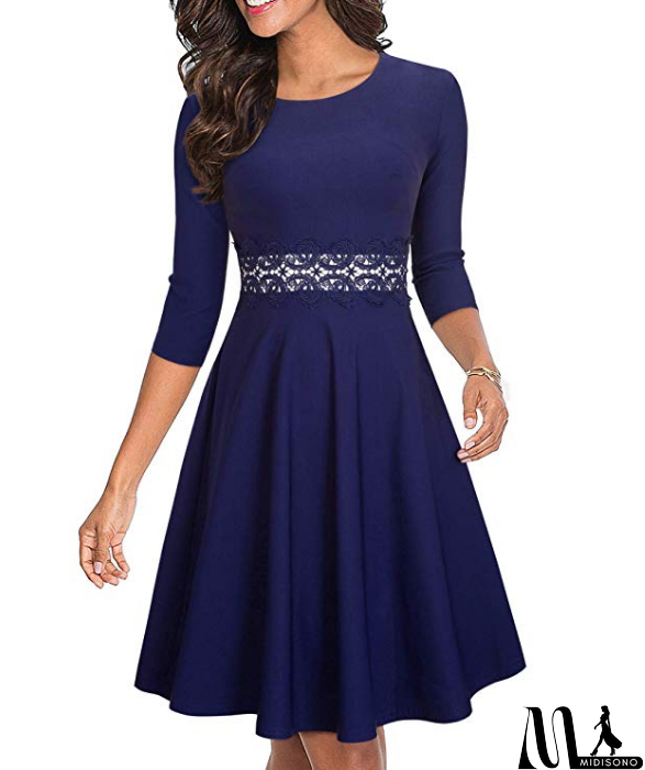 MidiSono - Design Round Neck Women'S Lace Dress