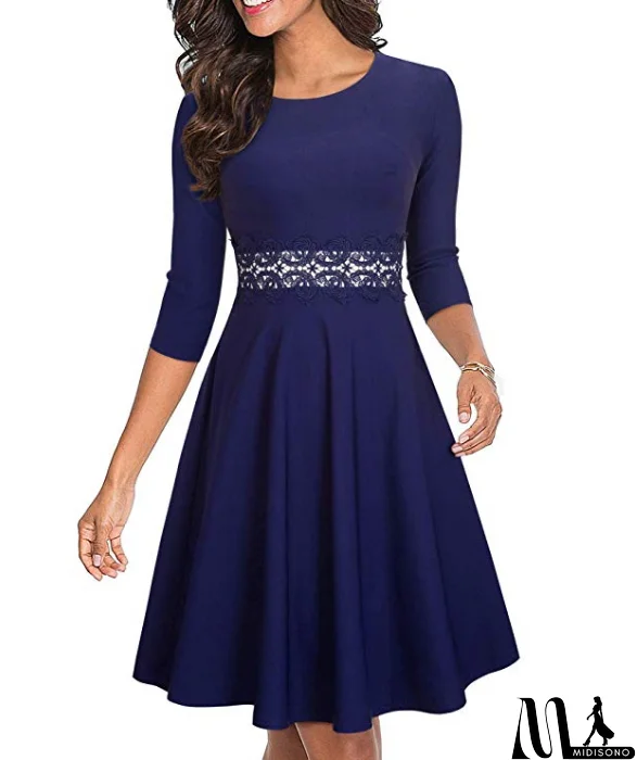 MidiSono - Design Round Neck Women'S Lace Dress