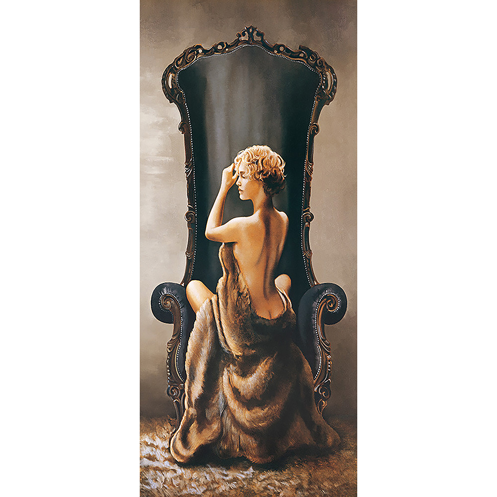 

40*85CM-Sexy Woman in a Chair-Round Drill Diamond Painting, 501 Original