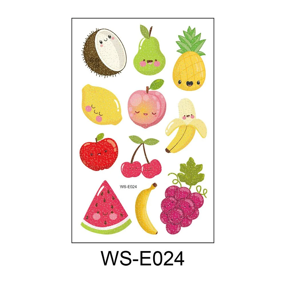 vegetable Fruit Cartoon Tattoo Stickers Fake Tattoos Paste on Face Arm Leg for Cute Kids Body Art Sticker