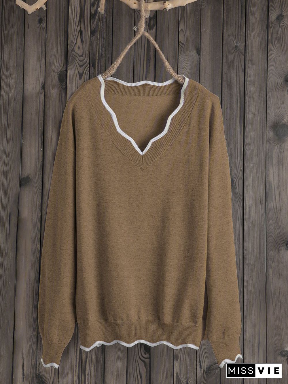 Plus Size Solid Loose Fit Women Pullover Wool Knit Sweaters