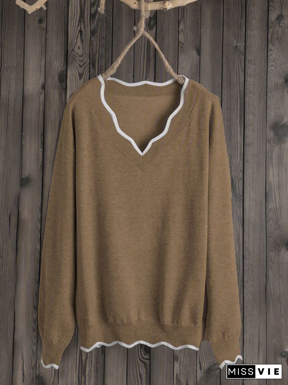 Plus Size Solid Loose Fit Women Pullover Wool Knit Sweaters