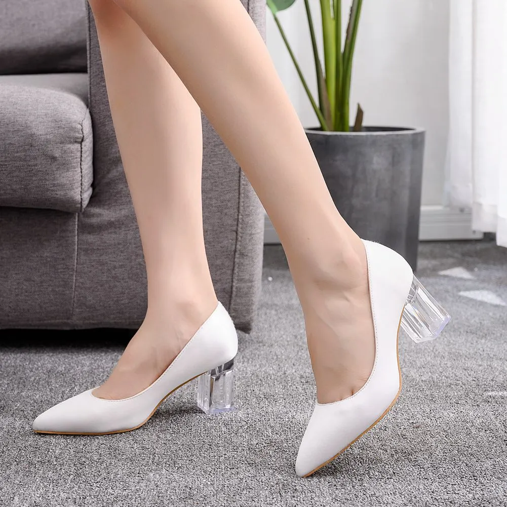 Churchf Churchf Square Transparent Heel Pointed Shoes Dance Party Bridal Dress Shoes Silk Silk Dress Dress Long Dress Shoes