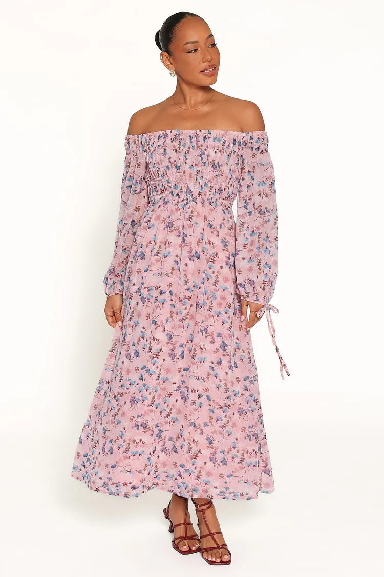 Harlon Off Shoulder Maxi Dress - Pink Floral