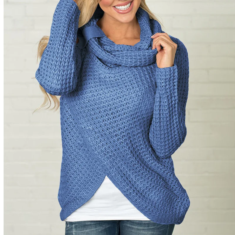 Casual Pile Collar Irregular Sweater