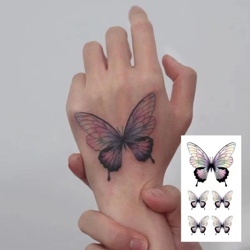 3D Colorful Butterfly Fake Tattoo Stickers For Men Women Hands Arm Waterproof Body Art Temporary Tattos Flash Decals Tatoos