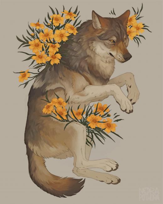 

Floral Wolf – Paint By Numbers - 40*50CM, 501 Original