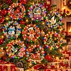 4PCS DIY Christmas Pearl Diamond Painting Acrylic Ornaments with Lights, Pearl & Special Shaped Diamond Wreath Hanging Decorations,Christmas Tree Ornament Kit