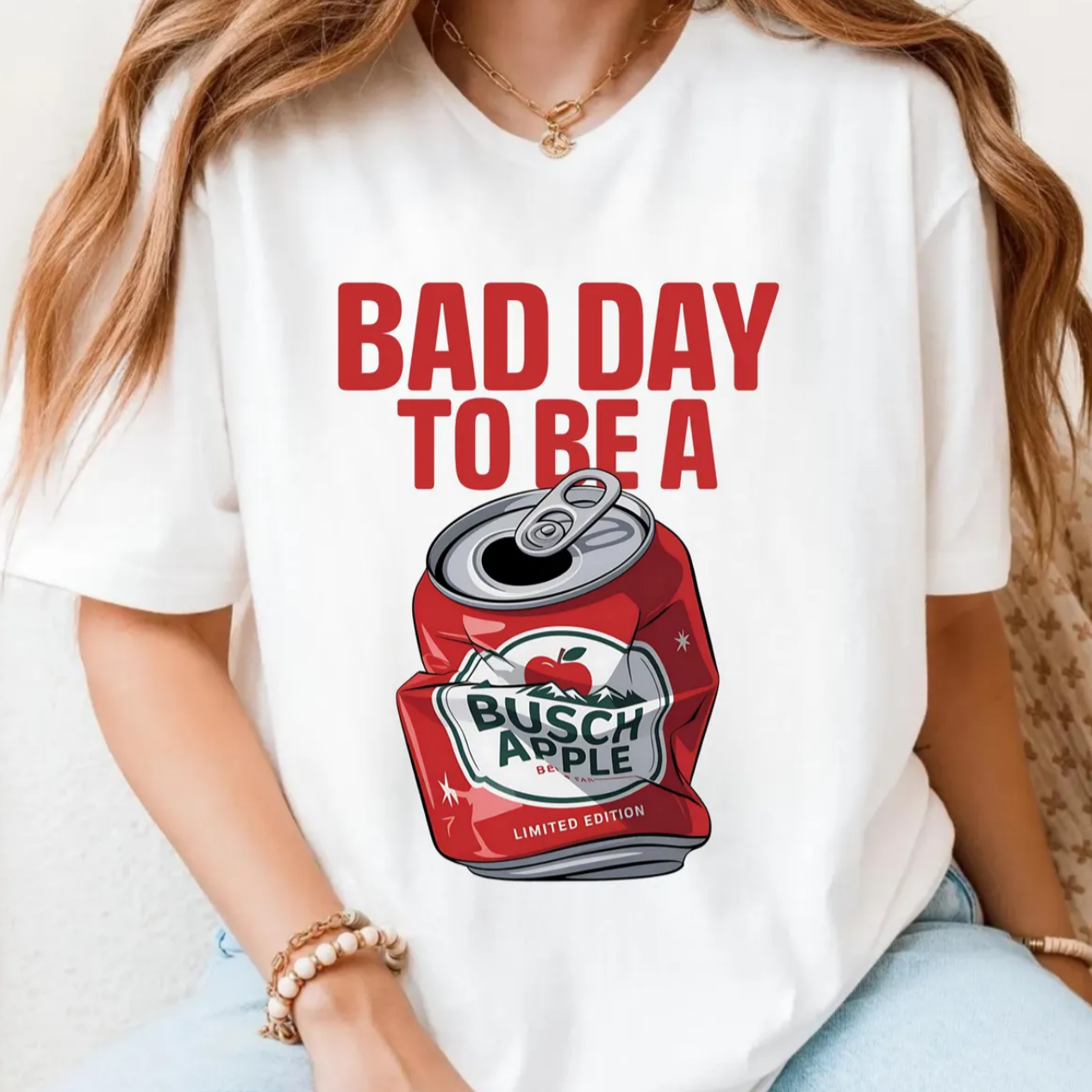 Loveyoufancy Bad Day to Be a Busch Apple T-Shirt, Funny Beer Lover Tee, Casual Drinking Shirt,