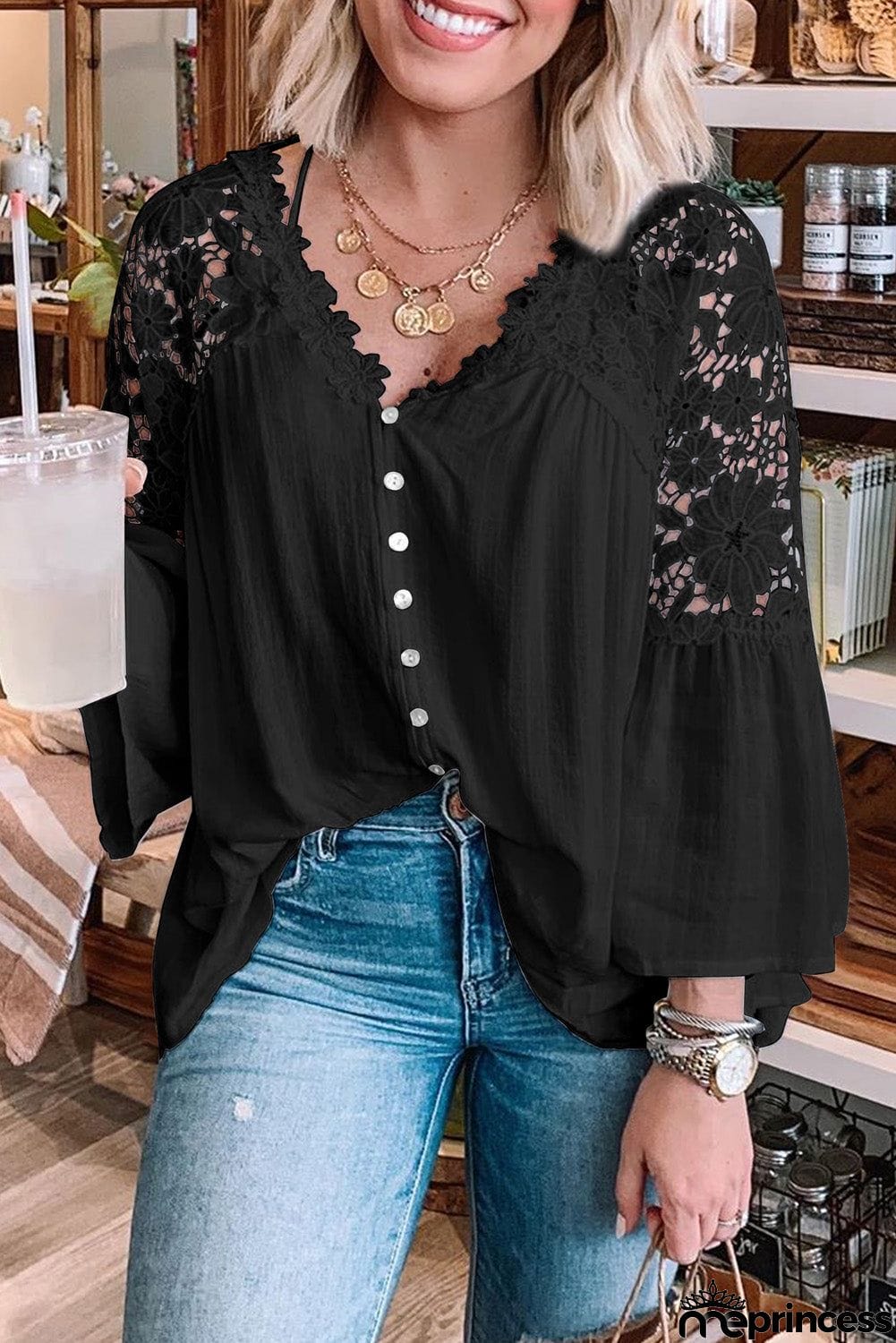 Crochet Lace Button Top