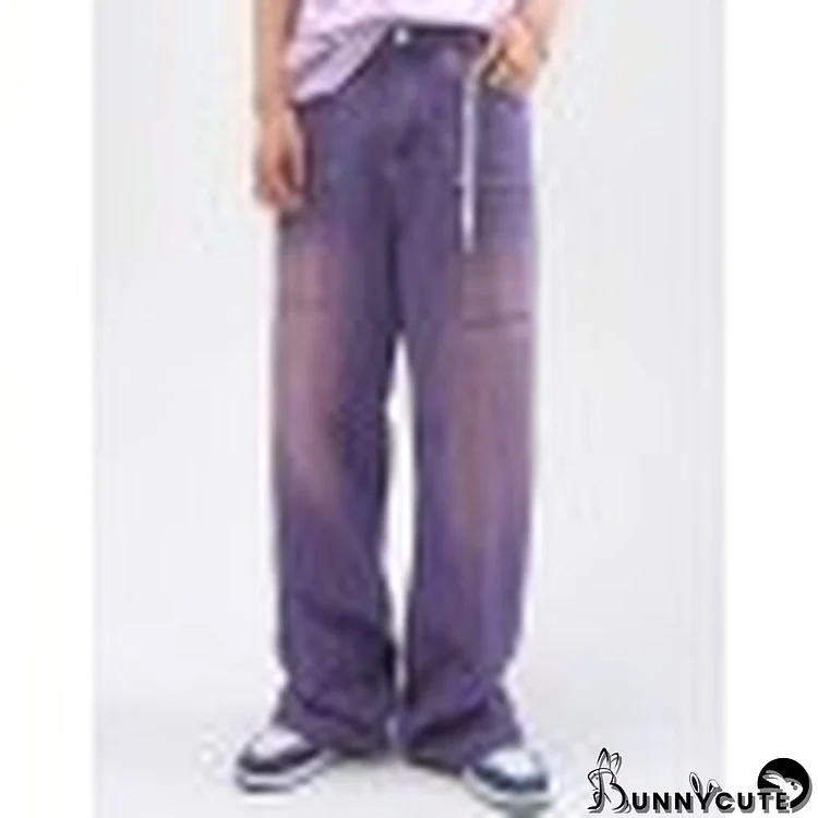 Men's Purple Gradient Denim Cargo Jeans