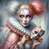 White Powder Clown-Full Round Diamond Painting 40*40CM