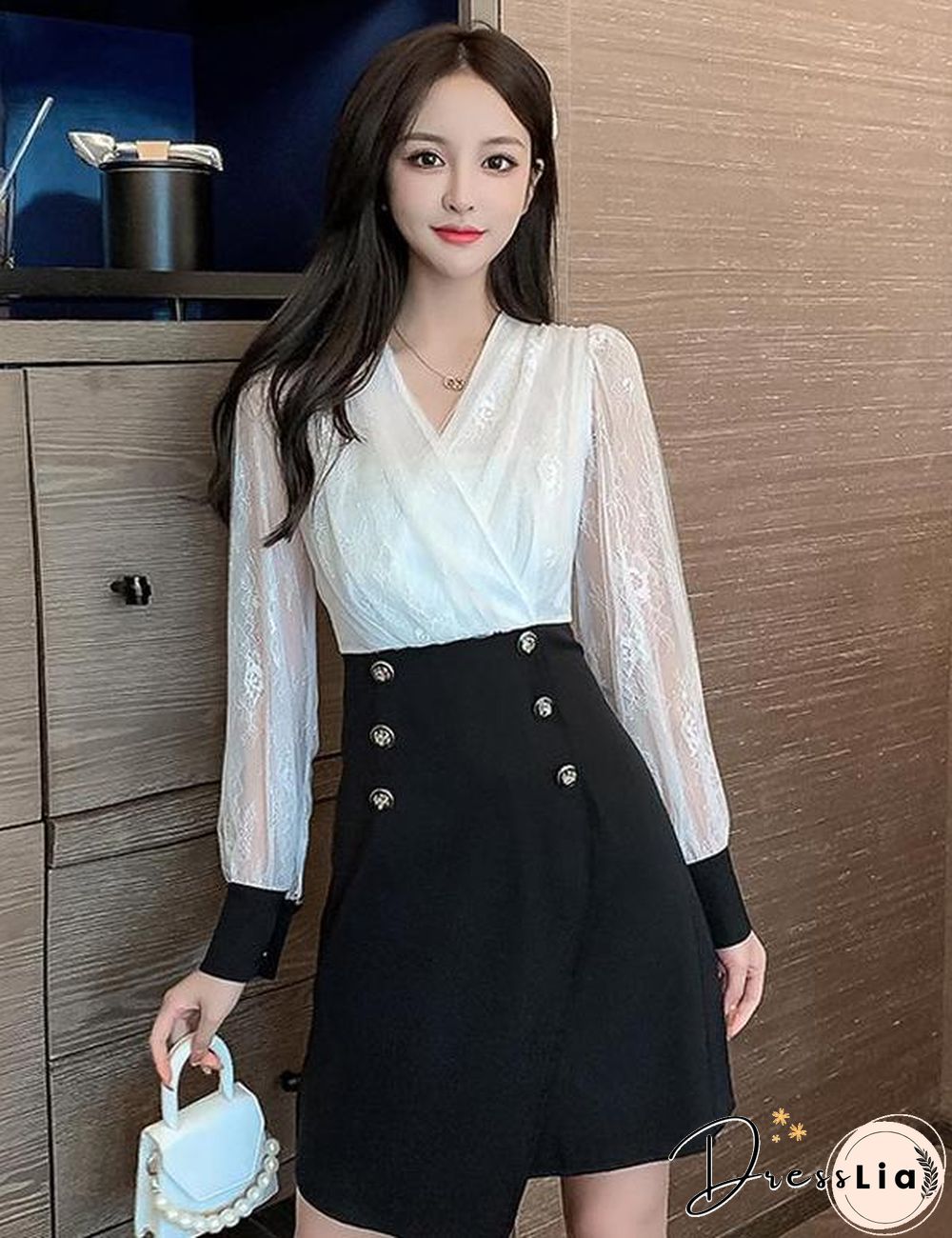 Lace Mesh Blouse+Chic Skirt P12981