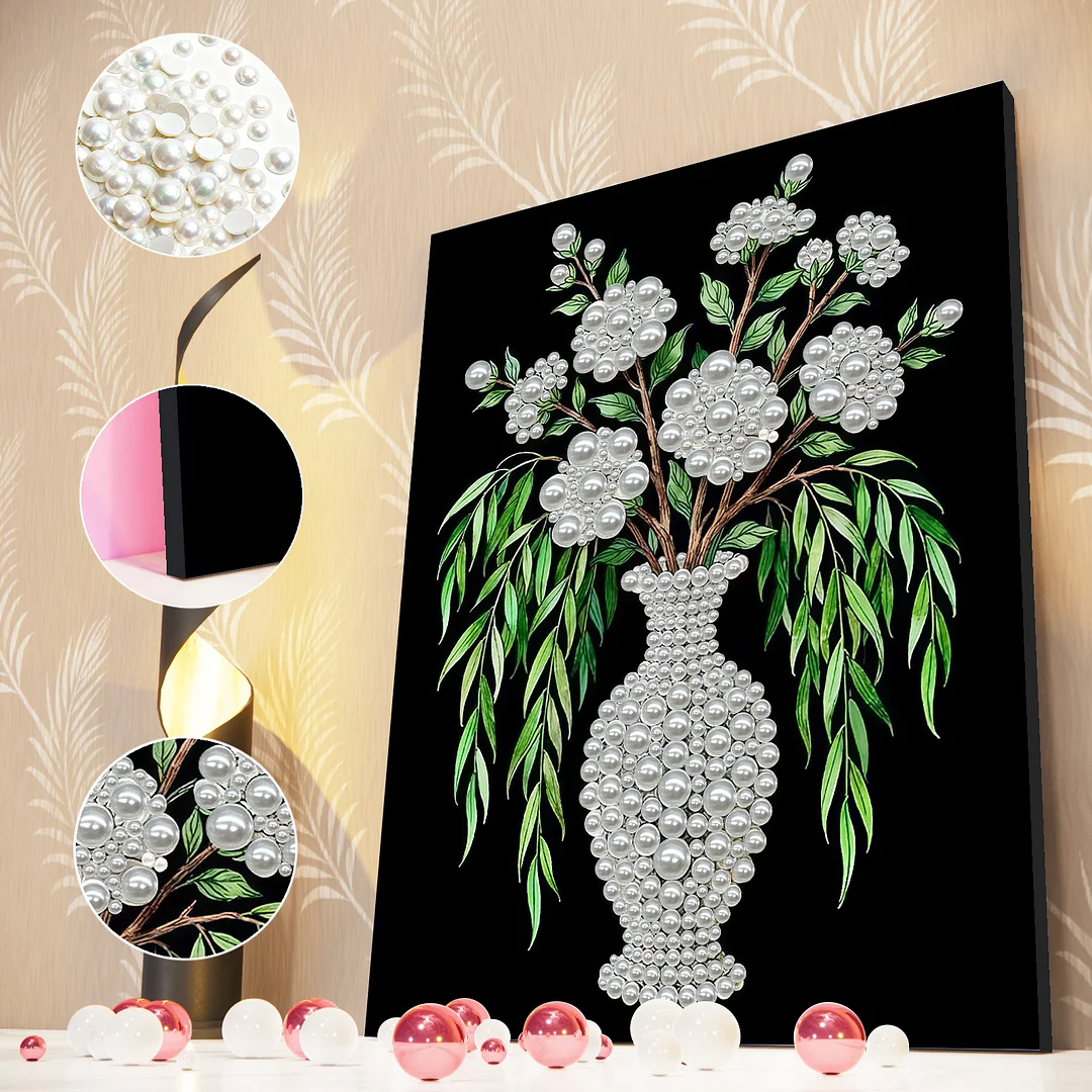 Vase - DIY Pearl Diamond Art Kit With Frame 30*40cm