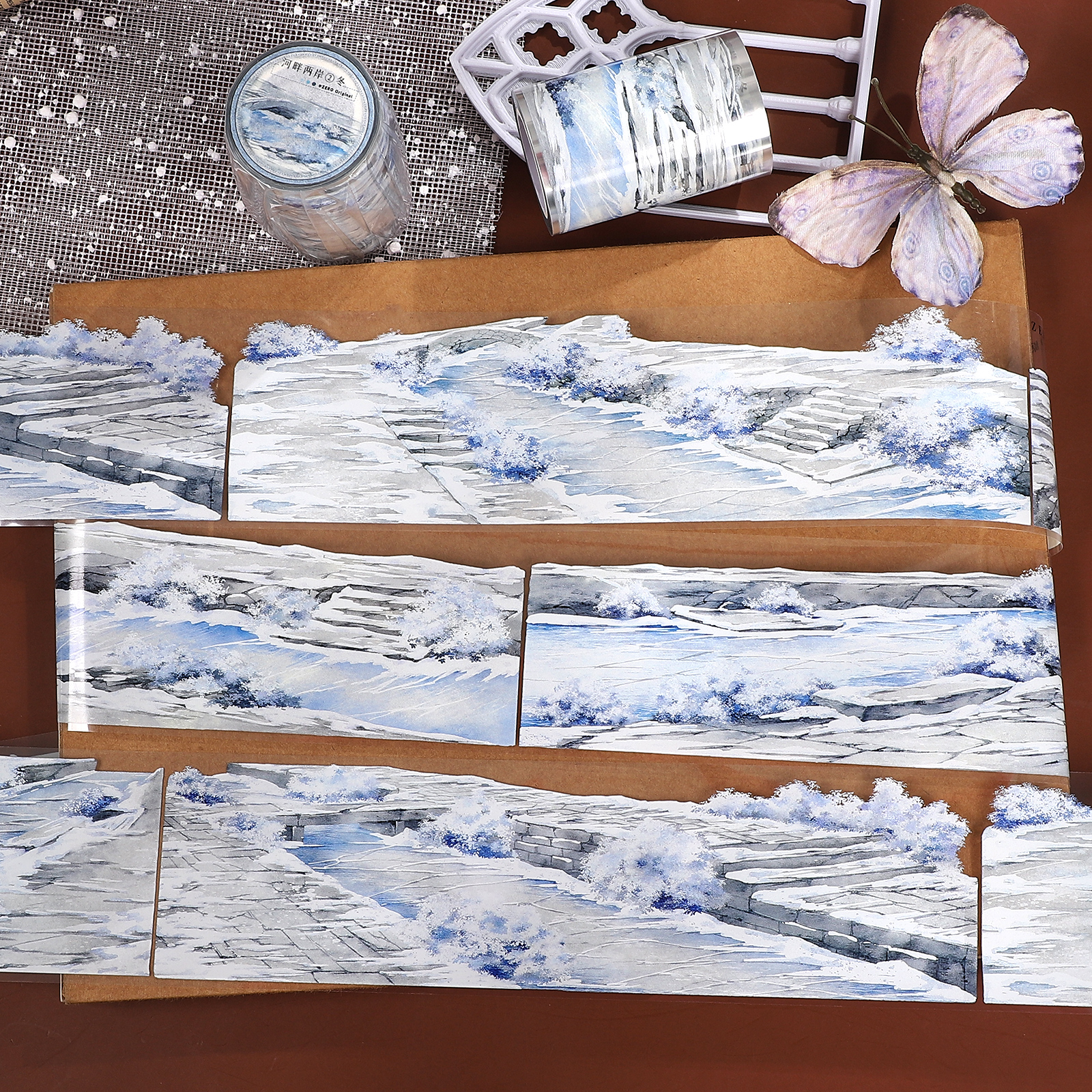 PET 테이프 - 60mm*5m 빈티지 설경 강 풍경